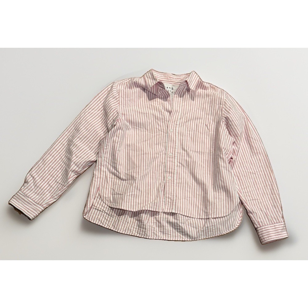 Frank & Eileen Silvio Shirt M Pink Coral Striped Untuckable Button Up $268
